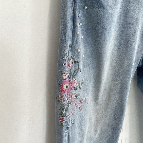 FDJ French Dressing embroidered pearl crystal embellished Olivia jeans size 14 - Picture 4 of 15